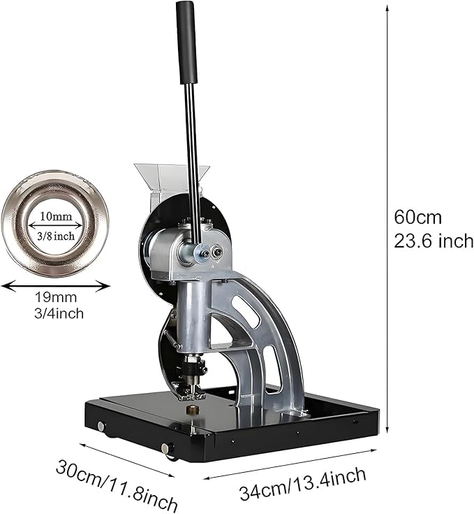 Kit de herramientas con ojales, máquina automática de prensado con ojales para aplicaciones de prensa manual, ideal para manualidades y proyectos de bricolaje, completo con accesorios esenciales