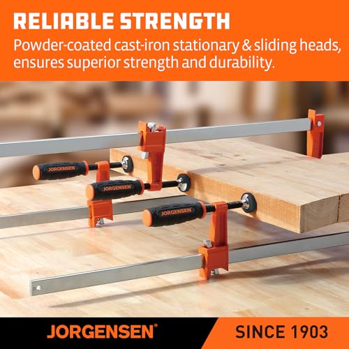 Image of Jorgensen 24 inch Heavy-Duty Steel Bar Clamp Set, 1000 lbs Load Limit, 2-Pack