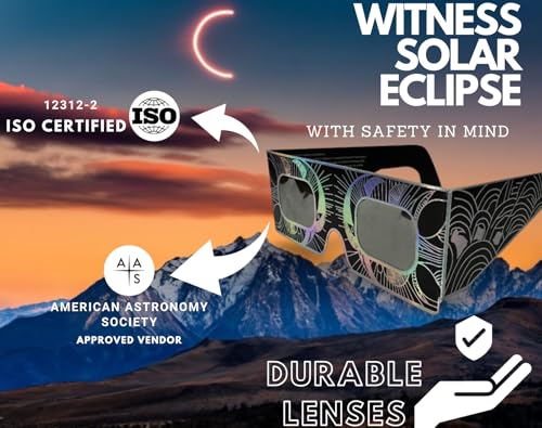 Absolute Eclipse Gravitis Sonnenfinsternis Brille 2026 - nachtleuchtende SoFi Brille, CE-zertifiziert nach ISO 12312-2, passt über Brille, sichere Sonnenbeobachtung für Erwachsene und Kinder