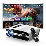 Ultra HD 4K Google TV Projector 2200 ANSI High-Bright Home Theater Projector Outdoor, ToF+CMOS Laser Auto Focus, WiFi6 Bluetooth, Shorter Throw, Dolby Audio, 30W Speaker, NFC Screencast