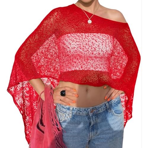 LOMON Womens Sheer Poncho Shrug Bolero Lightweight Knit Crochet Shrug Mesh Cover Up Summer 2026
