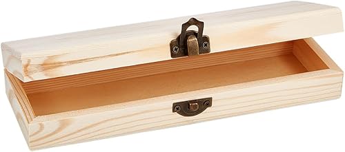 Miniatura 7 de OLYCRAFT Caja de madera sin terminar de 12 x 2.2 x 1.8 pulgadas, caja de hierro de marca de madera rectangular, caja de almacenamiento sin pintar