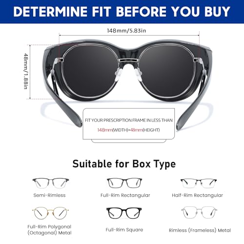 Image of Xfeel Polarized Over Glasses Sunglasses for Women Fitover Sun Glasses | Sunglasses that Fit Over Glasses, UV400 Protection, Outdoor Driving Shades, Over Reading /Prescription Glasses Sunglasses