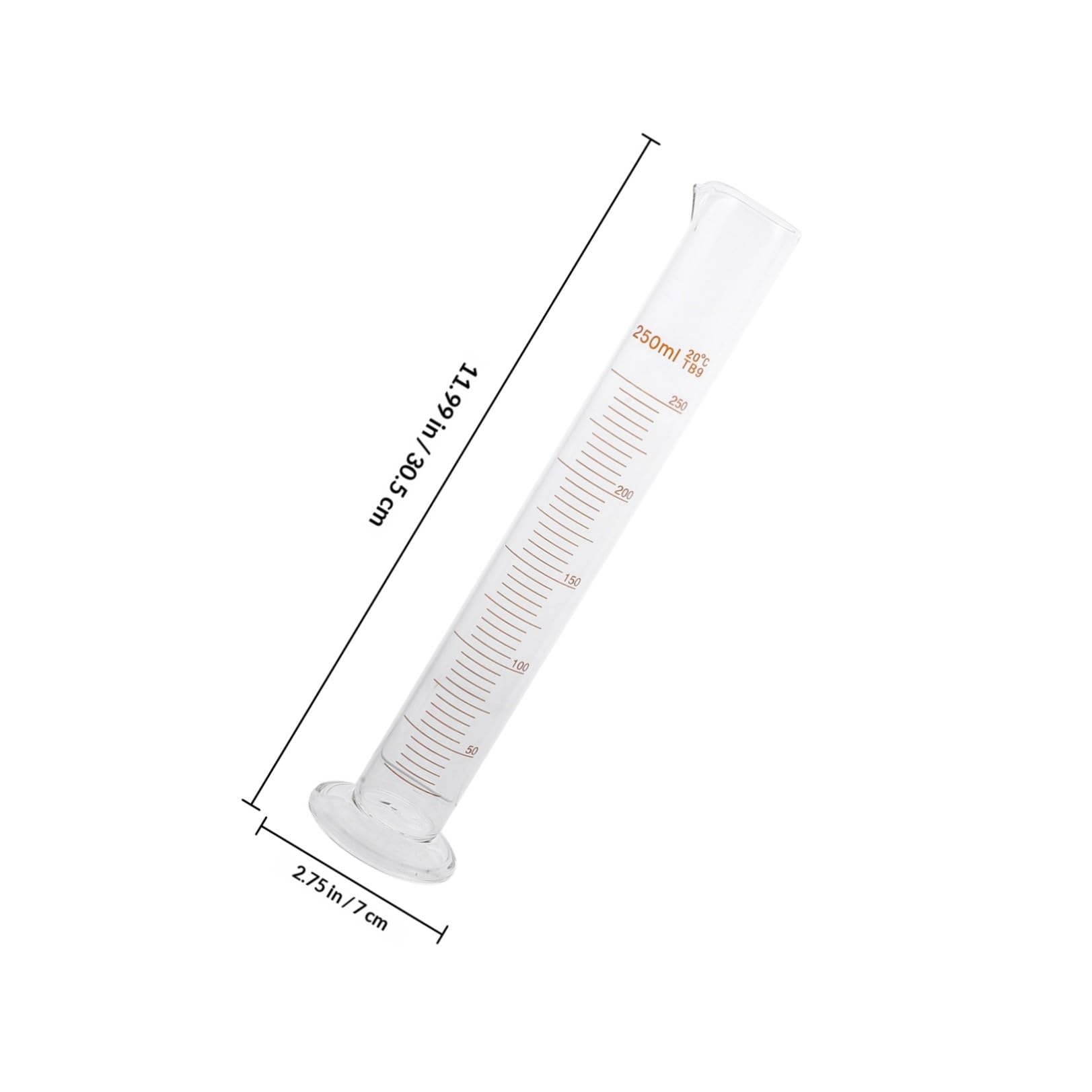 Set di Vetreria da Laboratorio 9 Pezzi in Vetro per Misurazioni Accurate Cilindri Graduati da 50ml a 250ml, senza Perdita Laterale, per Progetti Sperimentali Scientifici