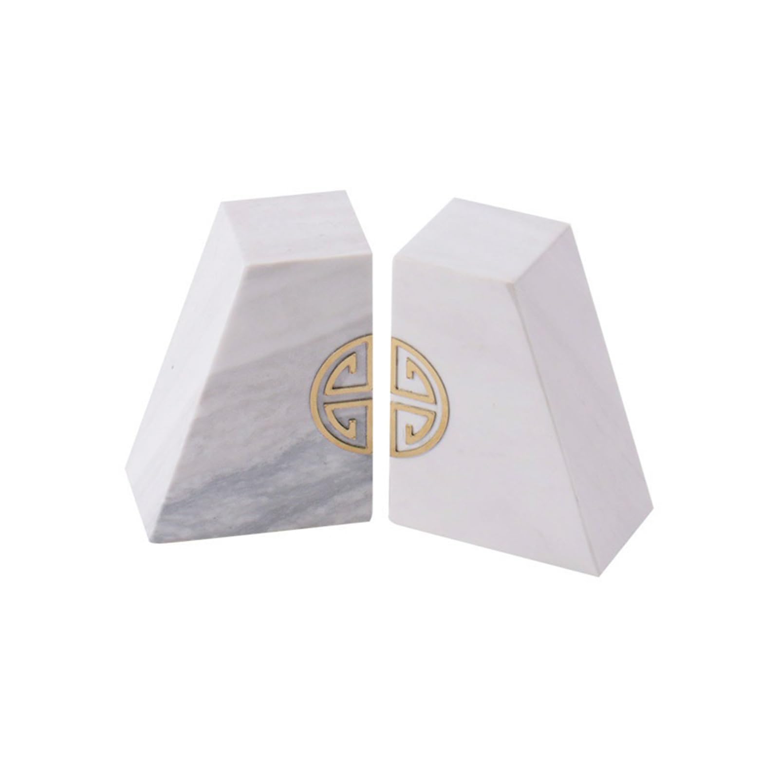 Shelves Decorative Marble Bookends Heavy Duty Book Ends Chinese Style Geometric to Hold Books Stopper for Bookshelves Office Desk etc Book Support