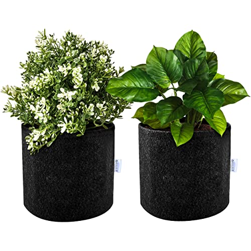 Image of Oriley Grow Bag Heavy Duty Geo Fabric Plant Pot Lightweight Bags Ideal for Gardening Balcony Terrace (Black, Round, 300 GSM 6 x 6 inch Pack of 2)