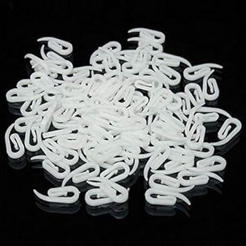 MHS Curtain Hooks White Plastic Nylon for M Track Pack of 100 PCS