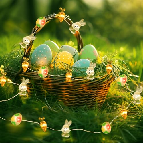Coquimbo DC-11057 Spring Decorations String Lights, 10Ft 30Led Spring Decor Fairy Lights Battery Operated Easter Egg Bunny Ornaments thumb #2
