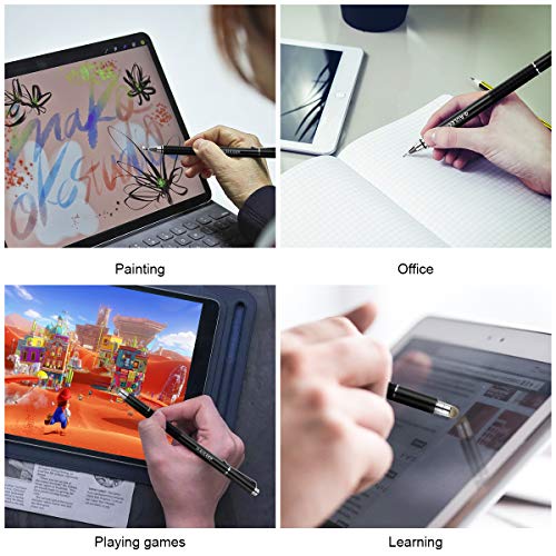 image for AULEEP 3 in 1 Capacitive Stylus Pens for Touch Screen, 2 Pack with 4 R