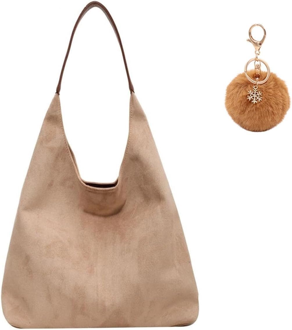 Wildleder Hobo Umhängetasche Für Damen - Große Slouchy Tote Handtasche Für Reisen, Einkaufen, Arbeit, Beige