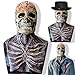 Produktbild MxsFrundel Halloween Totenkopf Maske 2025, Beweglichem Kiefer, 2 PCS Gruselige Skelett Masken Set mit Zylinderhut (Bis 62 cm Kopfumfang) für Erwachsene - Cosplay, Gruselpartys, Karneval (Schwarz)
