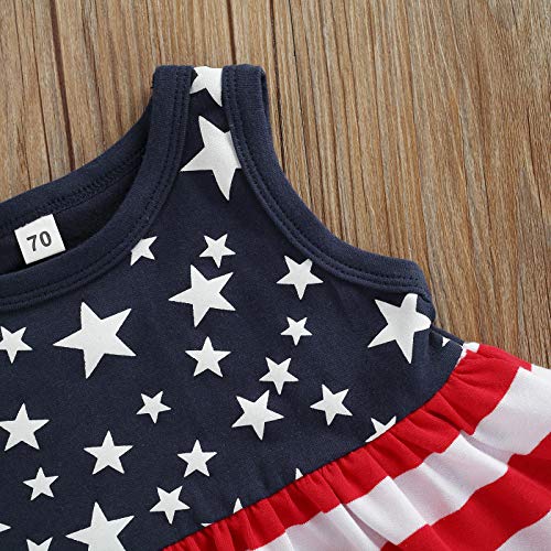 Wasaigood Newborn Baby Girls 3Pcs 4Th Of July Outfits Sleeveless Tank Tops Ruffles Shorts Clothes With Headband (Red,2-3 Years,) #TOP5