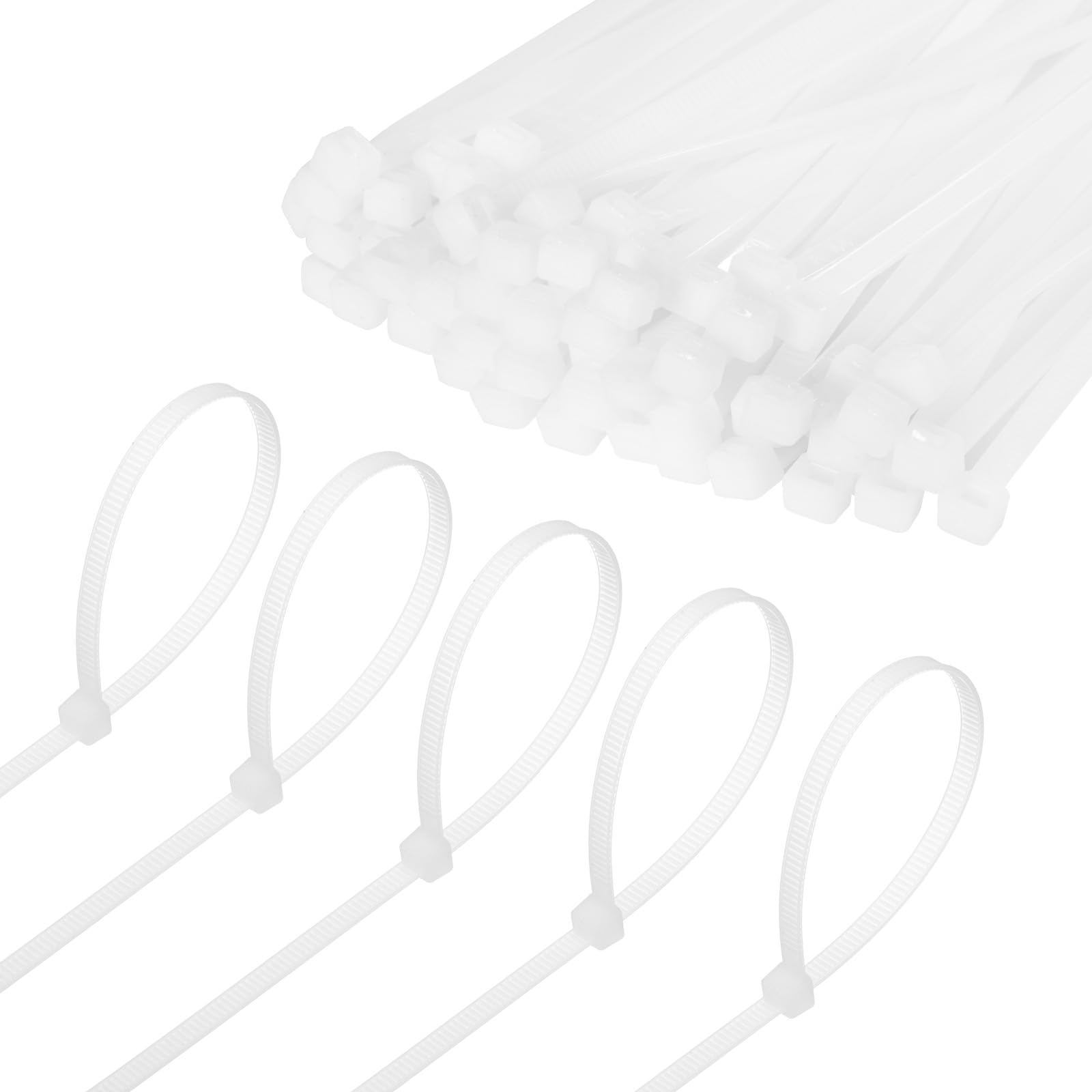 M METERXITY Paquete de 1000 Bridas de Nylon de 16" 49 Libras Bridas de Cable de Nylon Autoajustables para Uso en Interiores/Exteriores/Hogar/Oficina/Jardín/Taller/Para Asegurar [Blanco]