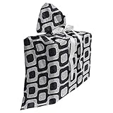 ABAKUHAUS Abstrait Sac Cadeau pour Fête Prénatale, Moderne Pavement de mosaïque, Pochette en Tissu Réutilisable de Fête avec 3 Rubans, 70 x 80 cm, Noir pâle Gris Blanc