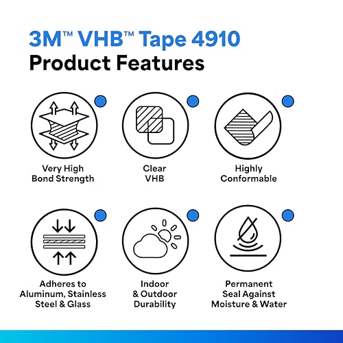 3M VHB Heavy Duty Mounting Tape 4910, Clear, 12" Width x 1yd Length (1 Roll) by 3M - Image 2