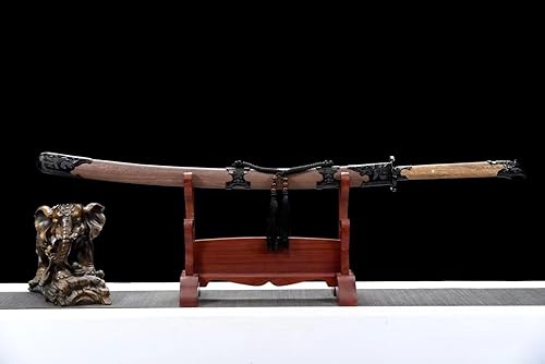 Miniatura 6 de Espada de águila china real, espada ancha (hoja de acero forjada de alto carbono, accesorios de aleación, vaina de palisandro)