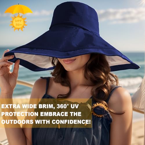Sombrero de ala ancha para mujer con protección UV reversible miniatura 2
