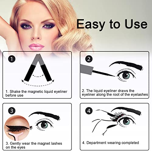 Magnetische Wimpern ILantule 3 Paare, mit Eyeliner, Magnetic