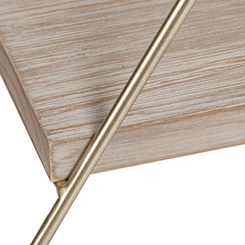 Kate And Laurel Tilde Small Three Tiered Triangle Floating Metal Wall Shelf, Rustic Light Brown And Gold #TOP4