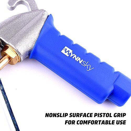 WYNNsky High Flow Air Blow Gun with 9 PCS Blower Tips, 6 inch Extensions, Needle and Rubber Tip, Xtreme Flow Nozzle, Adaptor, 120PSI Working Pressure, Air Compressor Accessories Kit, Cleaning Air Tool - Thumbnail 5