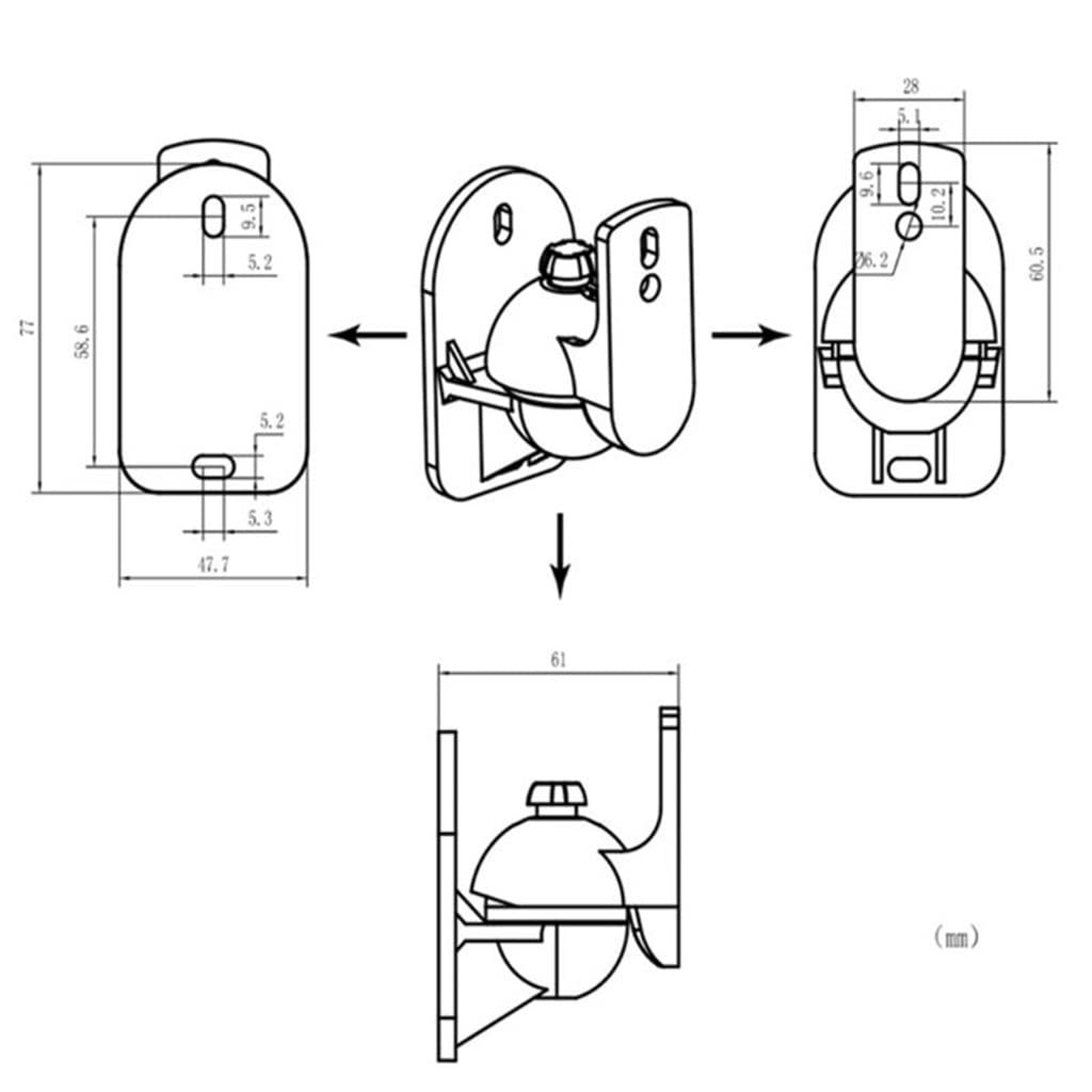 1 juego de soporte universal para altavoz satélite de montaje en pared, abrazadera de soporte de techo con rotación ajustable y ángulo de inclinación para (D 1)
