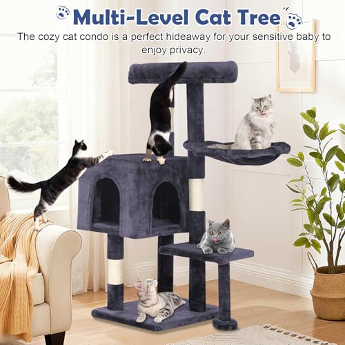 Árbol para Gatos 36 pulgadas Torre para Interior Gris Oscuro miniatura 6