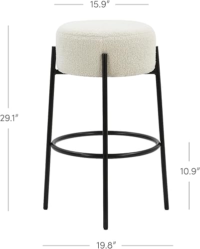 Miniatura 2 de Nathan James Isaac - Taburete de bar moderno sin espalda de 29 pulgadas con asiento redondo acolchado suave y base de metal de mediados de siglo,