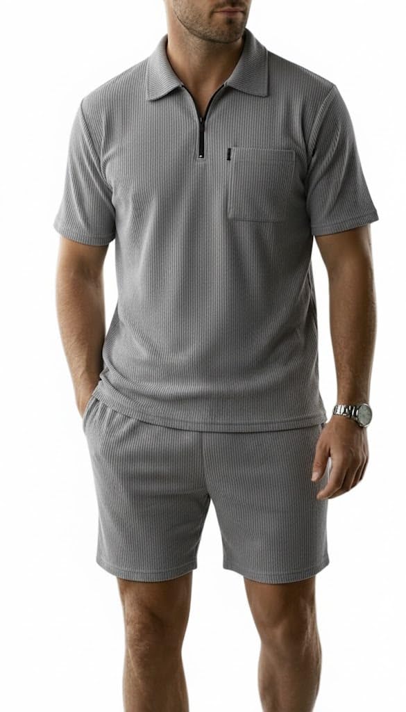 Men’s Cotton Blend Pyjama Set | Half Sleeve Polo T Shirt & Shorts for Men | Summer Co Ord Set |Casual Lounge Outfit | Night Suit for Men | Comfortable Sleepwear