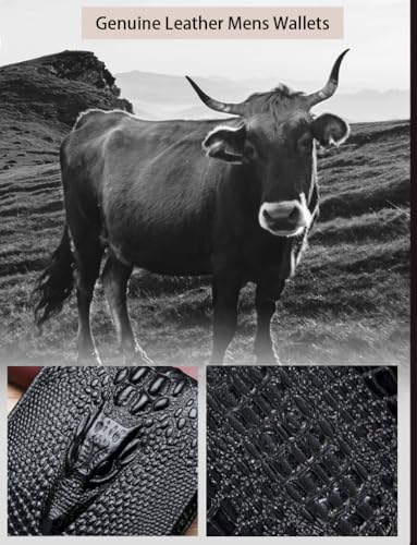 Real Leather Wallet for Mens, RFID Blocking with ID Window Slim Thin Stylish Unique Alligator Pattern Wallets in Gift Box For Mens Gift4
