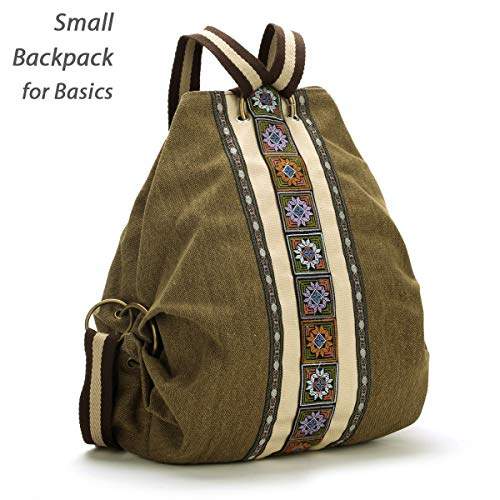 Goodhan Women Canvas Backpack Daypack Casual Shoulder Bag, Vintage Heavy-Duty Anti-Theft Travel Backpack #TOP1