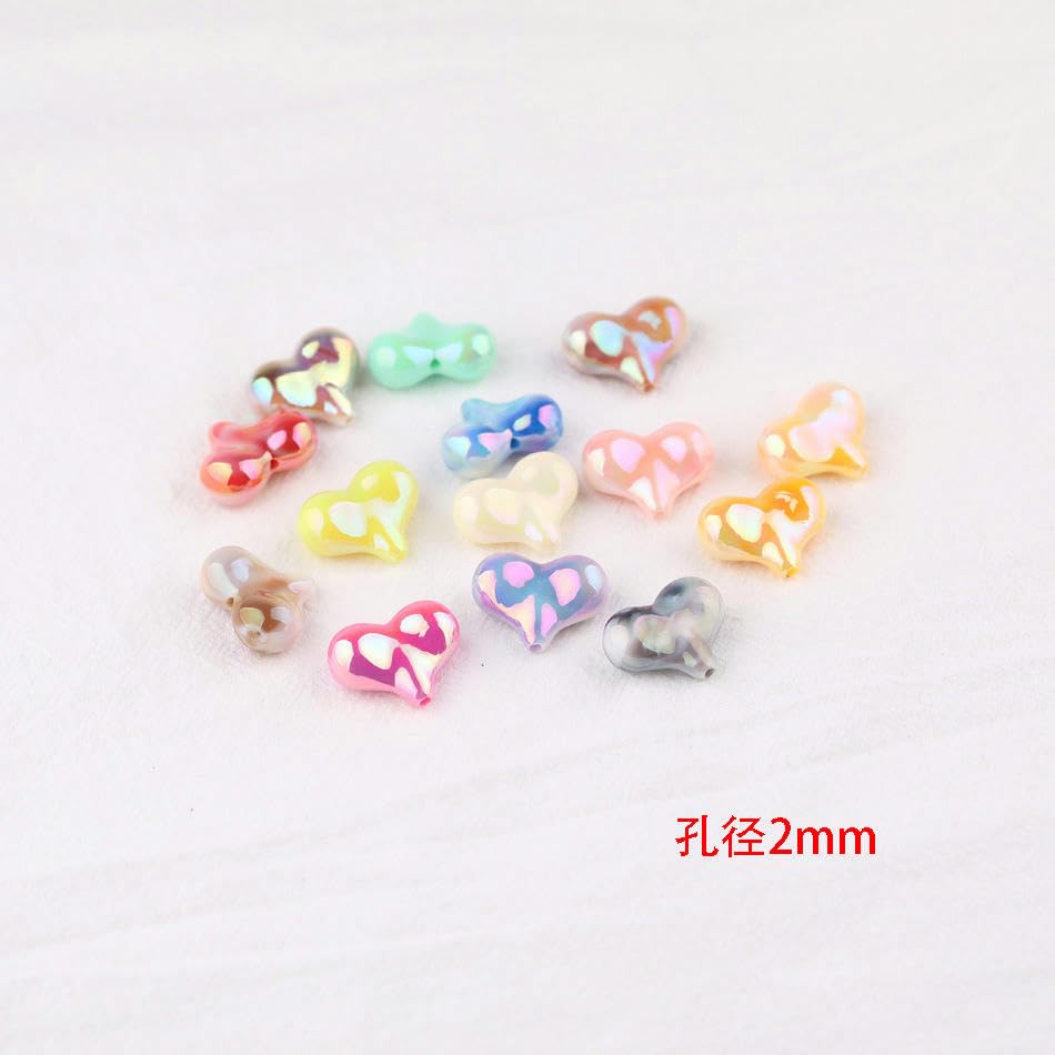 Airssory 100 perline acriliche a forma di cuore, 12,5 x 14,5 mm, color