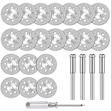 20Pcs Diamond Cutting Wheel Set, 22mm/545 Cut off Discs for Dremel Rotary Tool with 3mm Mandrels and 1 Screwdriver, Diamond Cutting Disc Glass Cutters Stone Metal Ceramics Gemstones - Image 1
