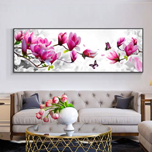 Toile rose fleurs peinture abstraite de haute qualite decorative style nordique 40x120cm