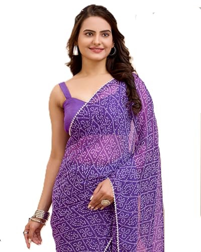 VAIRAGEE Women Soft Georgette Stylish Printed Ready To Wear Saree With Unstitched Blouse (2054)