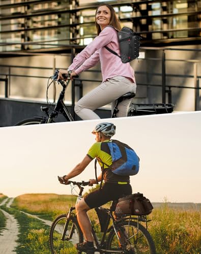 KEMIMOTO Bike Bag PVC Bicycles Rear Rack 15L Bicycles Trunk Pannier with Waterproof Cover and Water Cup Bag for Commuter Travel Outdoor
