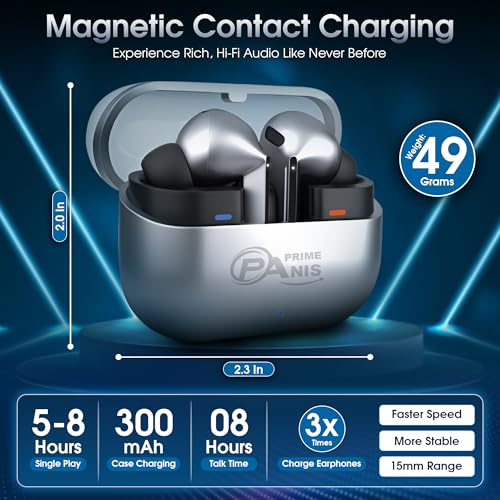 Image of Buds3 Pro TWS Wireless Earbuds, Bluetooth v5.4 Headphones, HiFi Stereo Deep Bass,USB-C | iOS /Android Compatible Earphones (Grey)