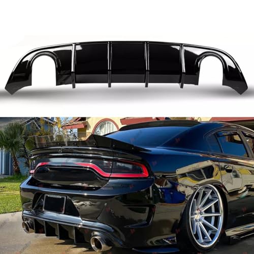 WheelX Rear Diffuser Compatible with 2015-2023 Dodge Charger, Rear Bumper Lip Splitter Fit for SRT Hellcat Scat Pack 392 GT R/T Daytona (Glossy Black)