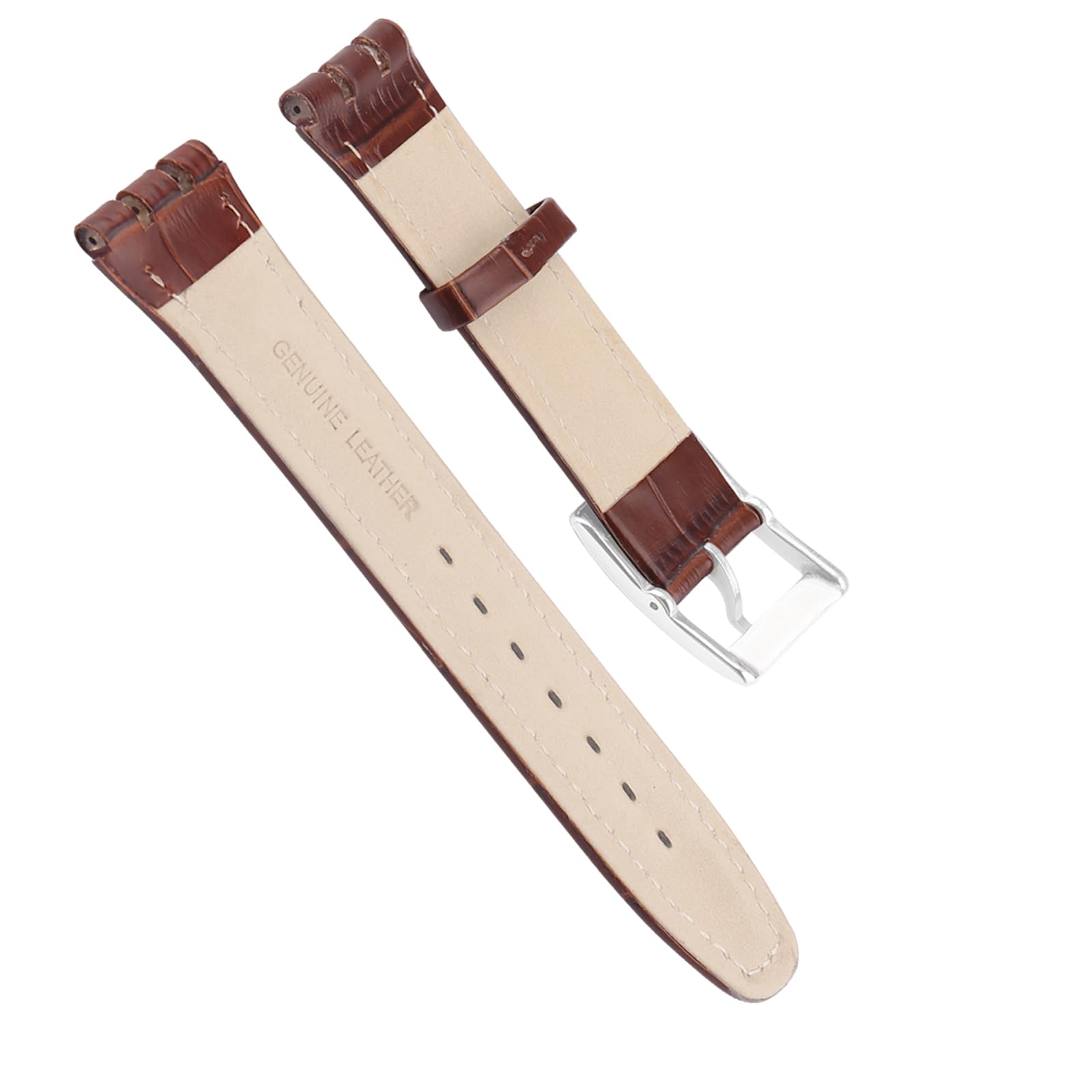 unilabo Leather Watch Band Compatible for Swatch 17mm 19mm (not for skin series) Strap Replacement for men and women wirst watchband, 17mm Brown