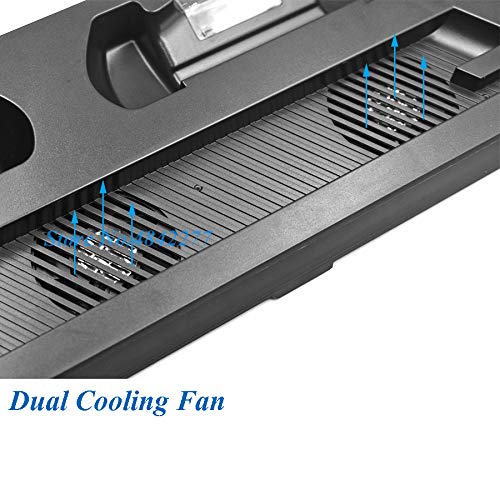 PS 4 Slim Vertical Stand Cooling Fan Cooler & Dual USB Charger Charging Dock and 3 Extra HUB for Playstation 4 PS4 Slim + 4 Caps