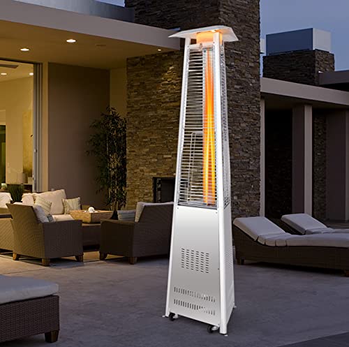 COSTWAY Outdoor Patio Gas Heater, Adjust Flame Pyramid Gas Flame Heater, Tilt Auto-Shut off...