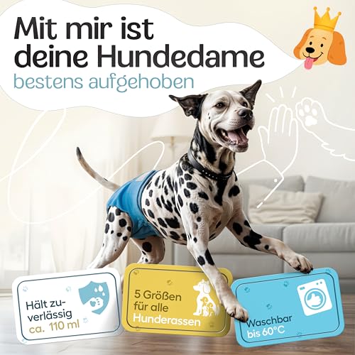 HUND IST KÖNIG Hundewindeln für Hündinnen (3 Stück) - Hochabsorbierende Läufigkeitshose für Hündinnen mit 3-Fach Justierung - Umweltfreundliche Hunde Windeln, Hundehöschen Läufigkeit & Inkontinenz