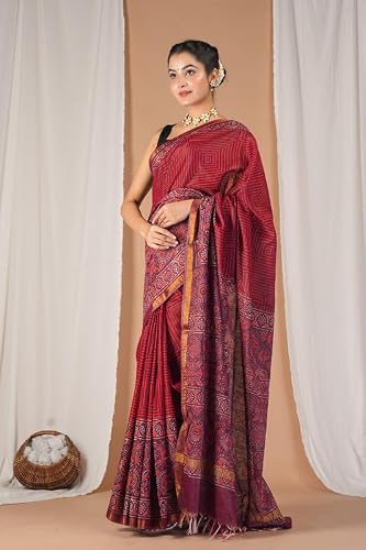 Anuttara maroon bhagalpuri silk saree – image 4