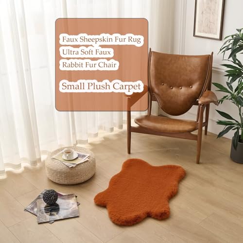 Alfombra sintética esponjosa 2x6 ft color naranja quemado miniatura 5