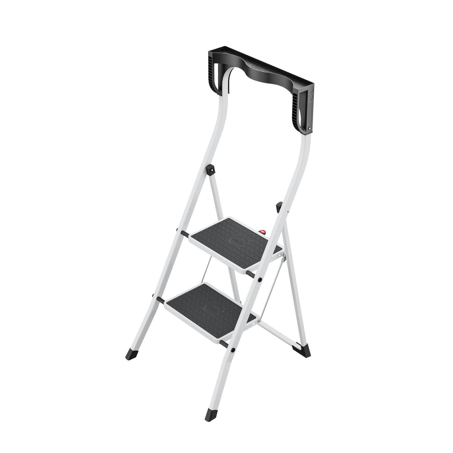Hailo K75 ComfortLine Klapptritt - 2-stufige Trittleiter aus Stahl mit Sicherheitsbügel und Ablageschale - Arbeitshöhe bis 2,47 m - Gewicht: 5 kg - Weiß