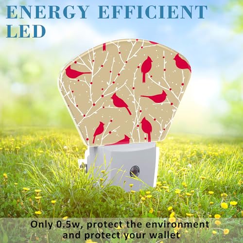 Image of Christmas Red Cardinal Bird Night Light Plug into Wall, Christmas Night Light with Dusk to Dawn Sensor for Kid Girls Boys Women Men Bedroom, Hallway, Kitchen, Bathroom, Stairs Decor