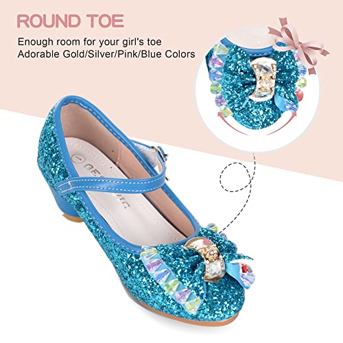 BESSIVIC Girls Dress Shoes Mary Jane Low Heel Wedding Party Glitter Princess Flower Shoes3
