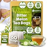 Lavendium, Premium 60 Tea Bags Bitter Melon Fruit Herbal Tea, 100% Natural and Pure, Hand-made, Made With Natural Materials-Corn Fiber Tea Bag, Sugar Free. Caffeine Free. Gluten Free. Vegan