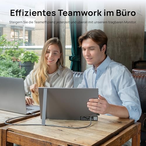 ARZOPA Portable Monitor 15,6 Zoll FHD 1080P, Tragbarer Monitor Space Grau Ultra-Slim mit Kickstand, IPS Display für Laptop, PC, Mac, PS5, Xbox, Switch, USB-C & HDMI Anschluss, A1 Grau