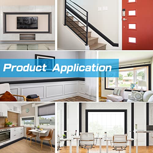 Flexible Wall Trim Molding Trim, Peel And Stick Trim Molding 4 Inch Wide, Home Decor For Wall, Baseboard, Ceiling (16.4Ft, Black) #TOP4