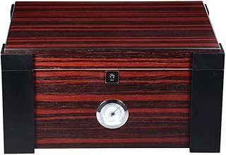 Industrial Art High-Grade Cigar Humidor, Cigar Box with Metal Humidifier, Cedar Wood Cigar with Digital Metal Hygrometer, Large Capacity Cigar Humidor Decor Box, Cigar Sealed Boxs